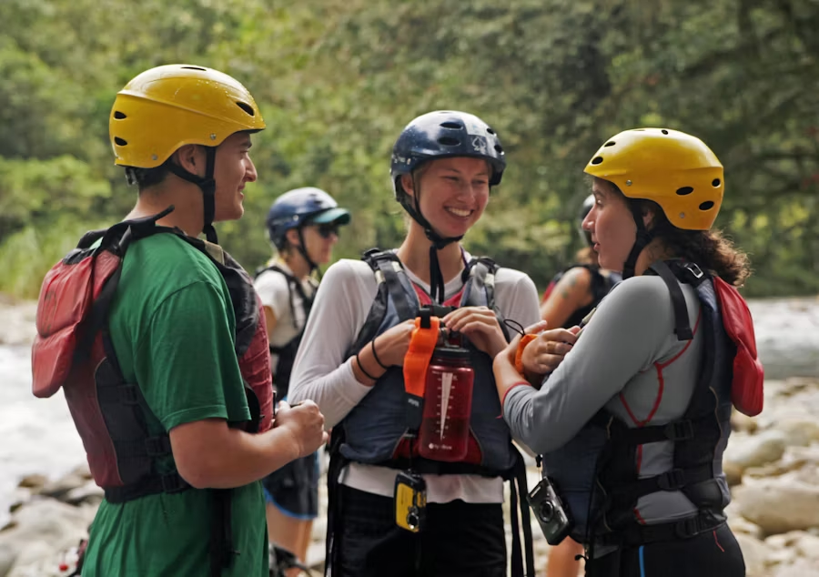 Group of people preparing for adventure